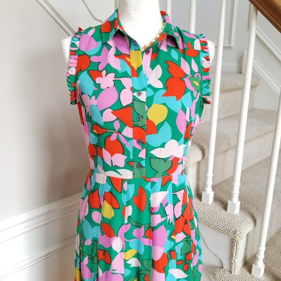 J. Crew Dresses & Skirts - J. Crew Green Multi Floral Print Sleeveless Midi Dress